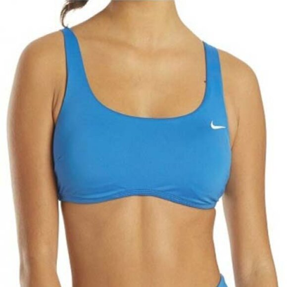 Nike Swim Scoop Neck Bikini Top - Pacific Blue NWT - Picture 1 of 3
